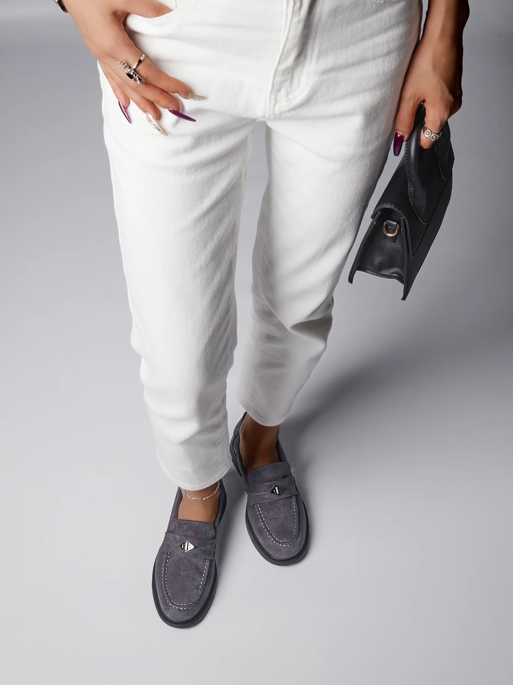 Лоферы замшевые - 4